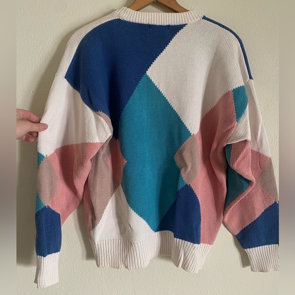 Vintage 80’s/90’s Brian MacNeil Blue/Pink Hand Loomed Sweater - Picture 3 of 4